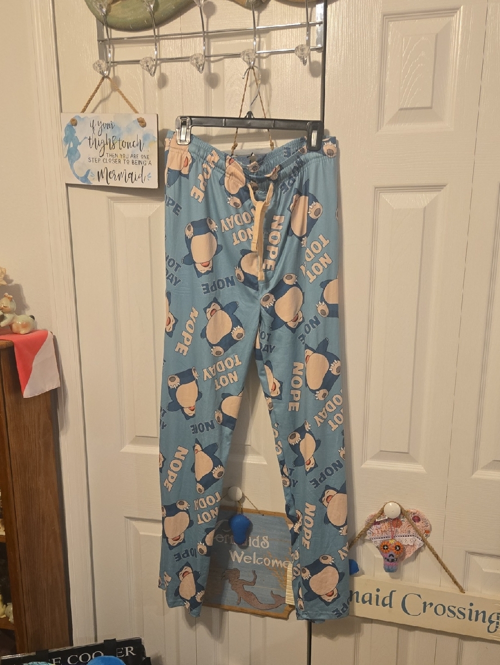 Pokemon Blue Sleep Pants with Snorlax & "Nope" Print